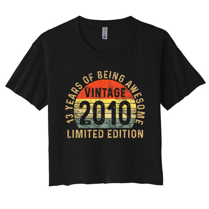 13yr BDay Son 2010 Funny 13th 13 Year Old Birthday Women's Crop Top Tee