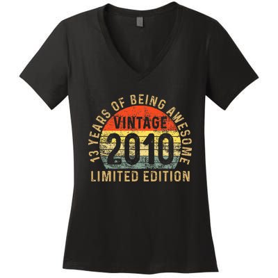 13yr BDay Son 2010 Funny 13th 13 Year Old Birthday Women's V-Neck T-Shirt