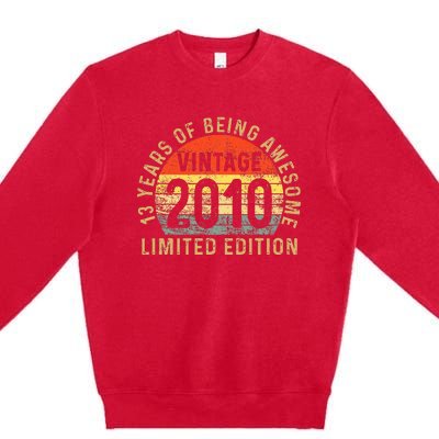 13yr BDay Son 2010 Funny 13th 13 Year Old Birthday Premium Crewneck Sweatshirt