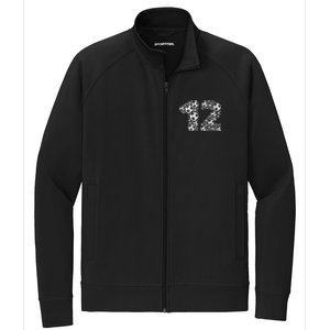 12th Birthday Soccer Graphic 12 Years Stretch Full-Zip Cadet Jacket