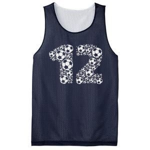 12th Birthday Soccer Graphic 12 Years Mesh Reversible Basketball Jersey Tank