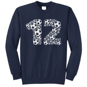 12th Birthday Soccer Graphic 12 Years Tall Sweatshirt