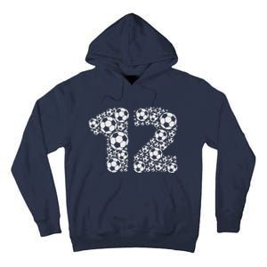 12th Birthday Soccer Graphic 12 Years Tall Hoodie