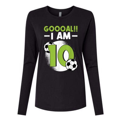 10th Birthday Soccer Themed Birthday Party 10 Years Old Womens Cotton Relaxed Long Sleeve T-Shirt