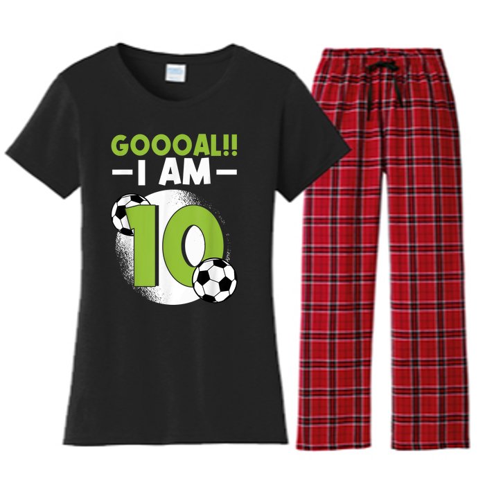 10th Birthday Soccer Themed Birthday Party 10 Years Old Women's Flannel Pajama Set