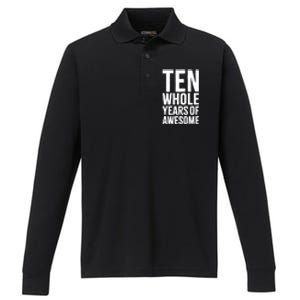 10th Birthday Shirt Gift Boy Age 10 Ten Year Old Boys Son TShirt Performance Long Sleeve Polo