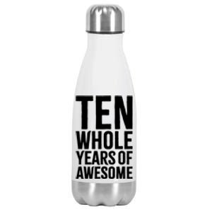 10th Birthday Shirt Gift Boy Age 10 Ten Year Old Boys Son TShirt Stainless Steel Insulated Water Bottle