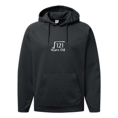 11th Birthday Square Root Of 121 11 Years Old Performance Fleece Hoodie