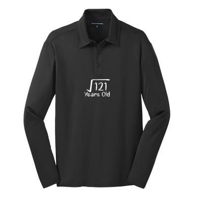 11th Birthday Square Root Of 121 11 Years Old Silk Touch Performance Long Sleeve Polo