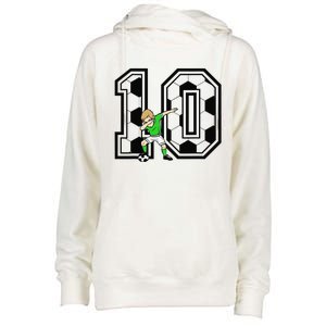 10th Birthday Soccer Player 10 Years Old Womens Funnel Neck Pullover Hood