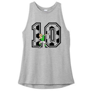 10th Birthday Soccer Player 10 Years Old Ladies PosiCharge Tri-Blend Wicking Tank