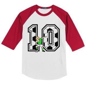 10th Birthday Soccer Player 10 Years Old Kids Colorblock Raglan Jersey