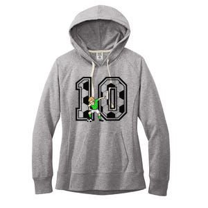 10th Birthday Soccer Player 10 Years Old Women's Fleece Hoodie