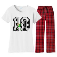 10th Birthday Soccer Player 10 Years Old Women's Flannel Pajama Set