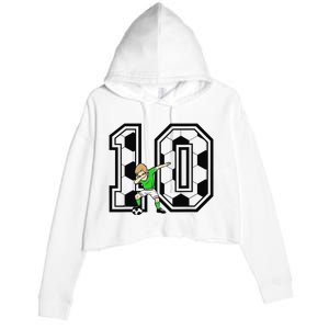 10th Birthday Soccer Player 10 Years Old Crop Fleece Hoodie