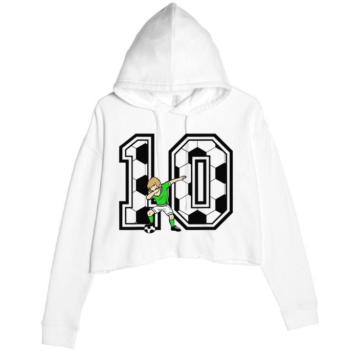 10th Birthday Soccer Player 10 Years Old Crop Fleece Hoodie