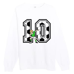 10th Birthday Soccer Player 10 Years Old Premium Crewneck Sweatshirt