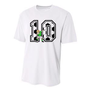 10th Birthday Soccer Player 10 Years Old Youth Performance Sprint T-Shirt