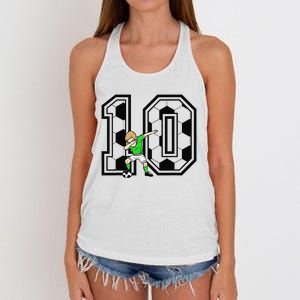 10th Birthday Soccer Player 10 Years Old Women's Knotted Racerback Tank