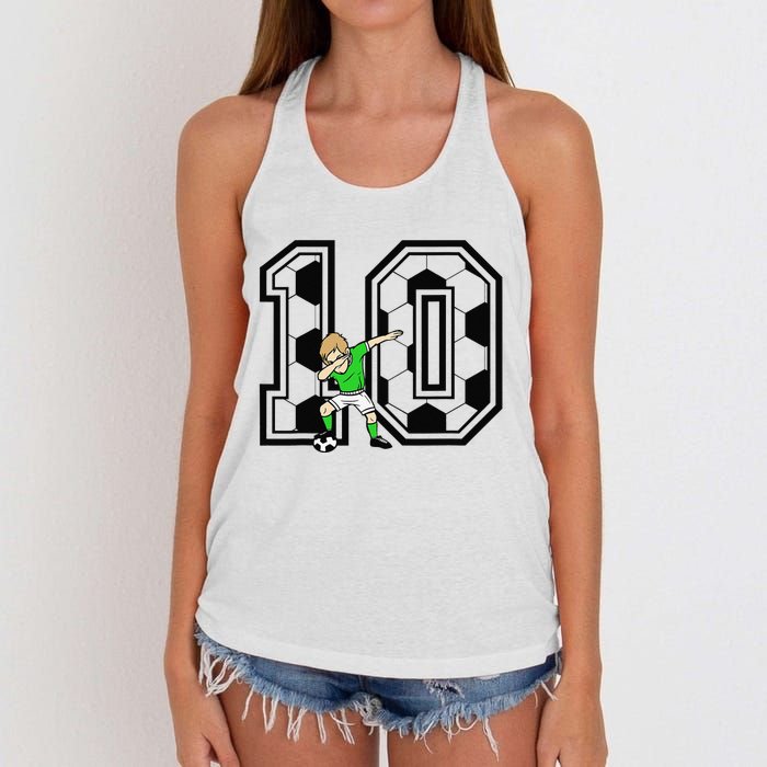 10th Birthday Soccer Player 10 Years Old Women's Knotted Racerback Tank