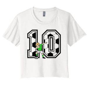 10th Birthday Soccer Player 10 Years Old Women's Crop Top Tee