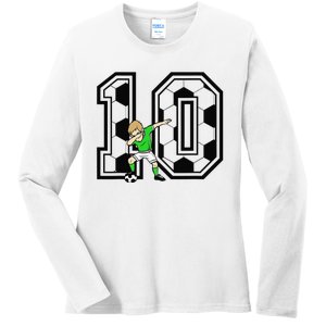 10th Birthday Soccer Player 10 Years Old Ladies Long Sleeve Shirt