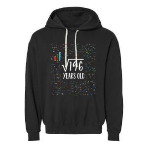 14th Birthday Square Root Of 196 Math Garment-Dyed Fleece Hoodie