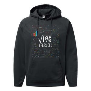 14th Birthday Square Root Of 196 Math Performance Fleece Hoodie