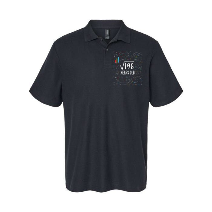 14th Birthday Square Root Of 196 Math Softstyle Adult Sport Polo