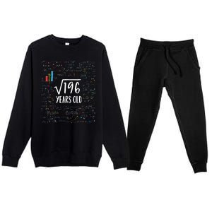 14th Birthday Square Root Of 196 Math Premium Crewneck Sweatsuit Set