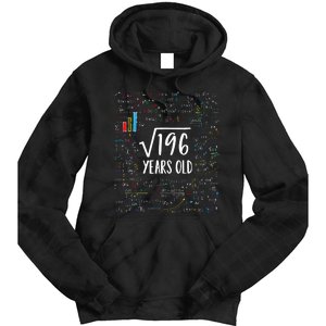 14th Birthday Square Root Of 196 Math Tie Dye Hoodie