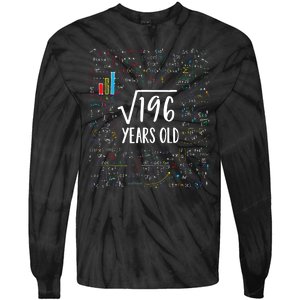 14th Birthday Square Root Of 196 Math Tie-Dye Long Sleeve Shirt