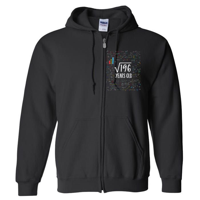 14th Birthday Square Root Of 196 Math Full Zip Hoodie