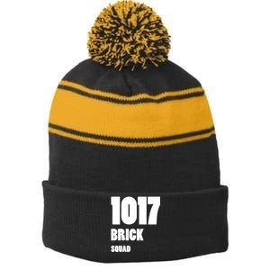 1017 Brick Squad White Stripe Pom Pom Beanie