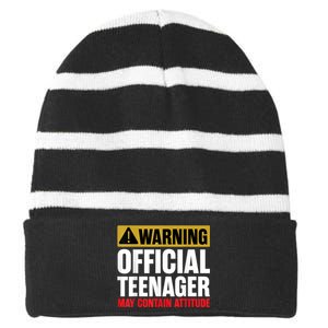 13 Birthday Teenager Boy 13yr Math 13th Birthday Striped Beanie with Solid Band