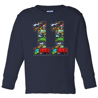 11th Birthday Transportation 11 Year Old Party Toddler Long Sleeve Shirt