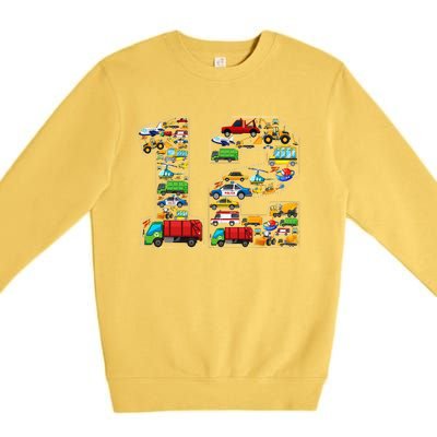 12th Birthday Transportation 12 Year Old Party Premium Crewneck Sweatshirt