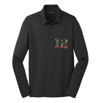 12th Birthday Transportation 12 Year Old Party Silk Touch Performance Long Sleeve Polo