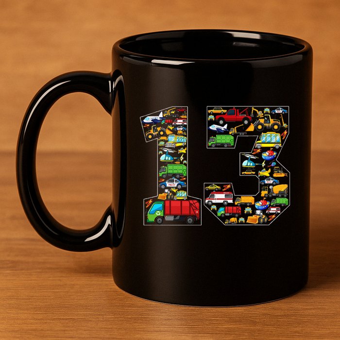 13th Birthday Transportation 13 Year Old Party 11oz C Handle Ceramic Mug