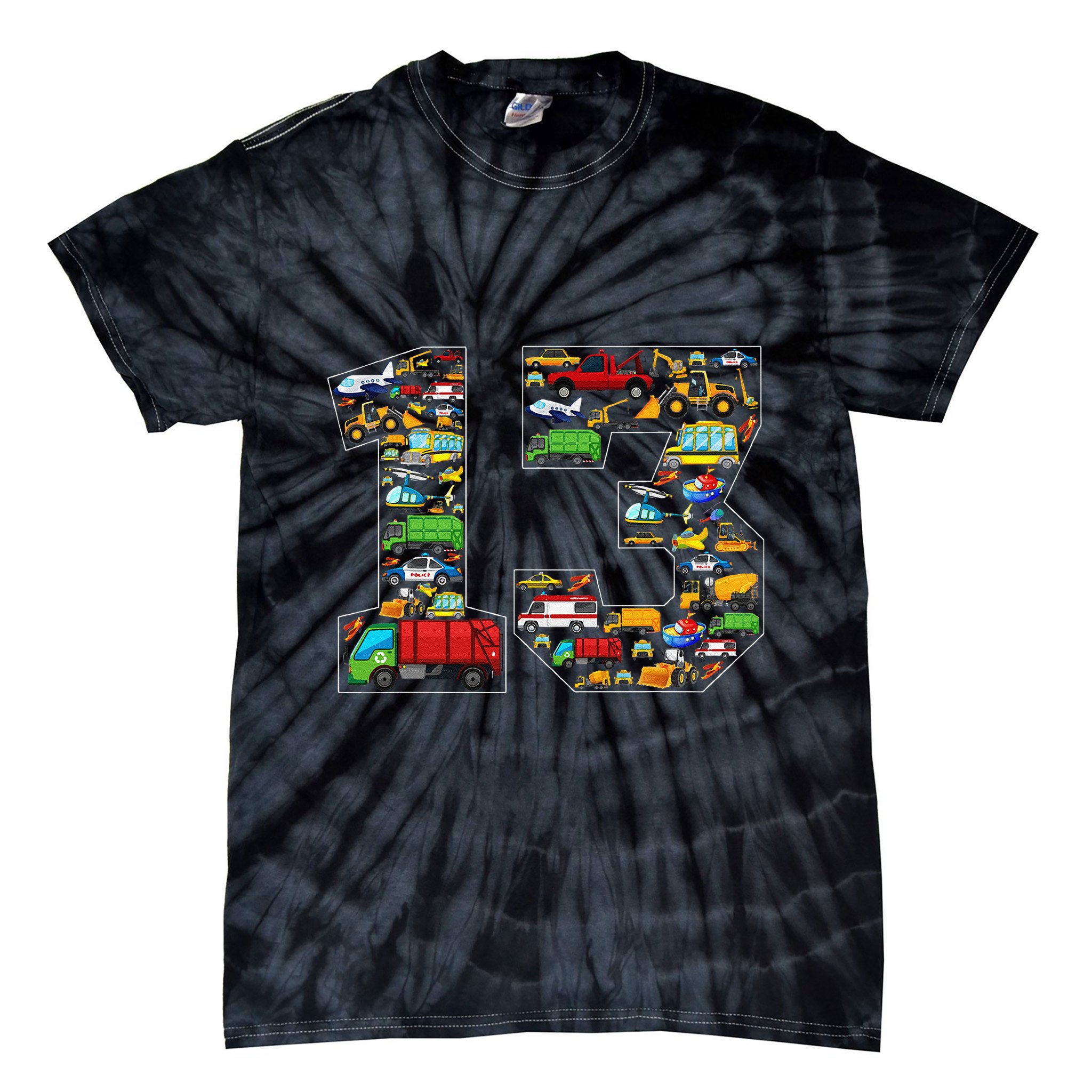 13th Birthday Transportation 13 Year Old Party Tie-Dye T-Shirt