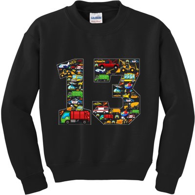 13th Birthday Transportation 13 Year Old Party Kids Sweatshirt