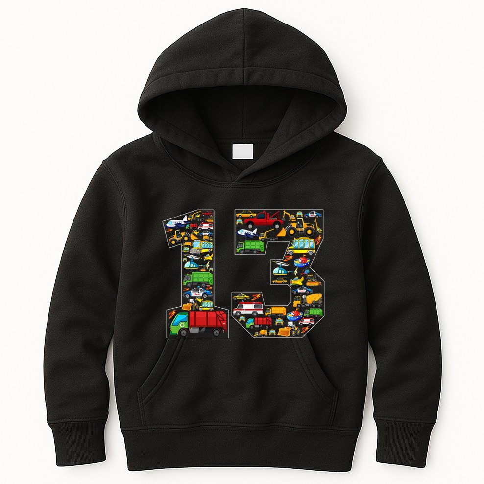 13th Birthday Transportation 13 Year Old Party Kids Hoodie