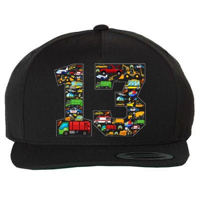 13th Birthday Transportation 13 Year Old Party Wool Snapback Cap