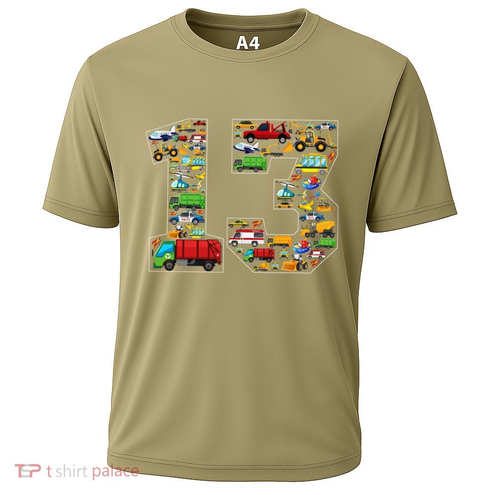 13th Birthday Transportation 13 Year Old Party Performance Shirt