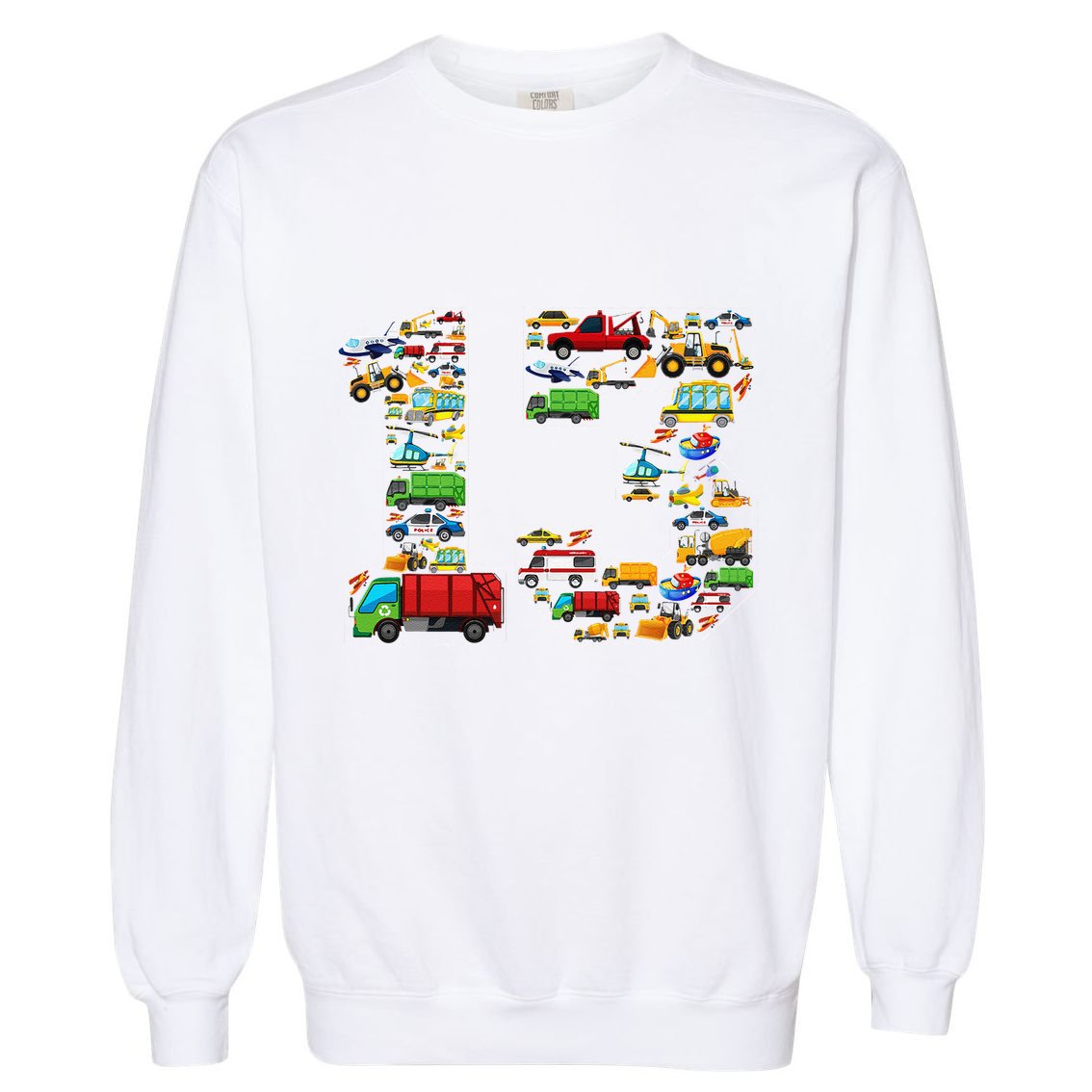 13th Birthday Transportation 13 Year Old Party Garment-Dyed Sweatshirt