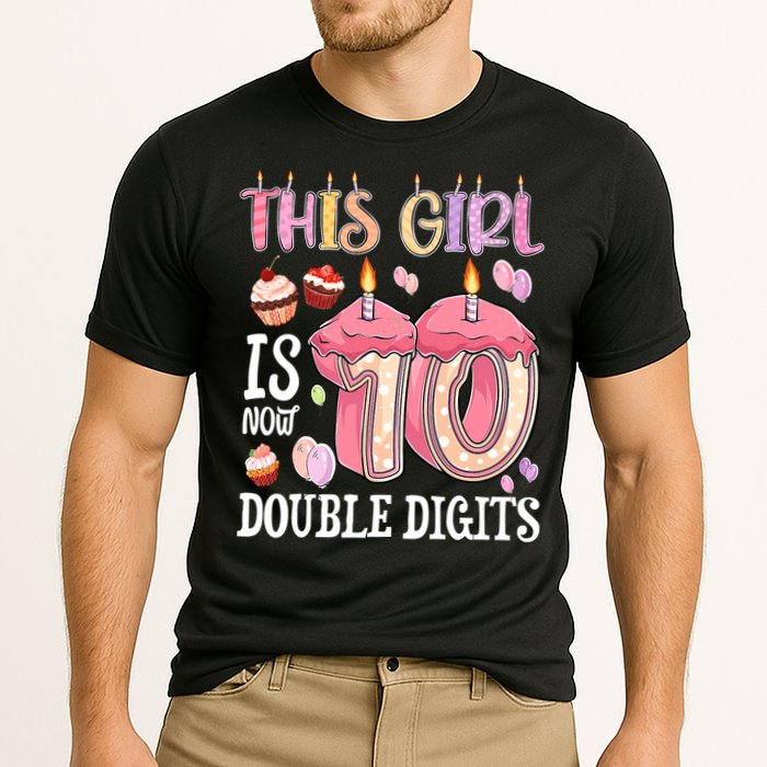 10th Birthday This Girl Is Now 10 Years Old Double Digits Cooling Performance Crew T-Shirt