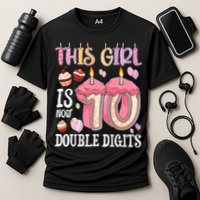 10th Birthday This Girl Is Now 10 Years Old Double Digits Cooling Performance Crew T-Shirt