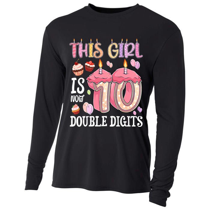 10th Birthday This Girl Is Now 10 Years Old Double Digits Cooling Performance Long Sleeve Crew