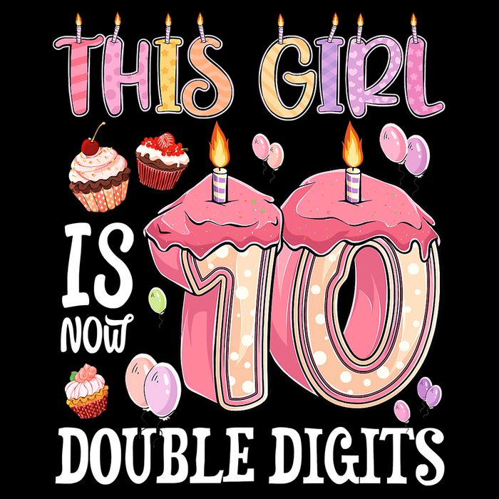 10th Birthday This Girl Is Now 10 Years Old Double Digits Cooling Performance Long Sleeve Crew