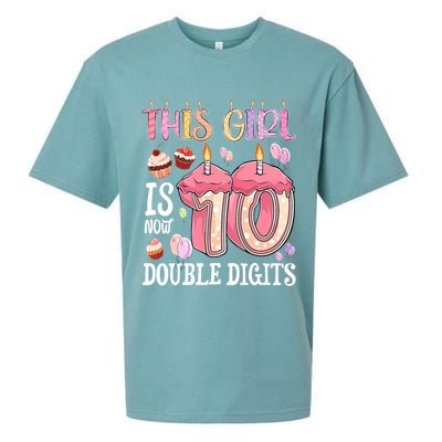10th Birthday This Girl Is Now 10 Years Old Double Digits Sueded Cloud Jersey T-Shirt